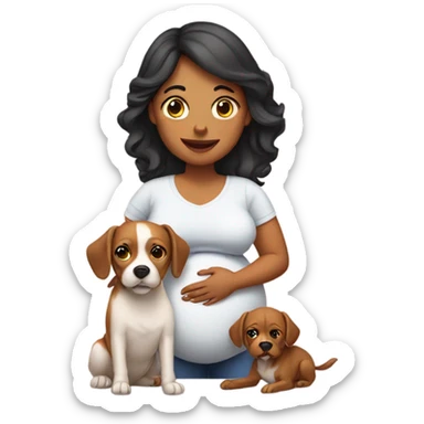 Pregnant lady with two dogs sticker