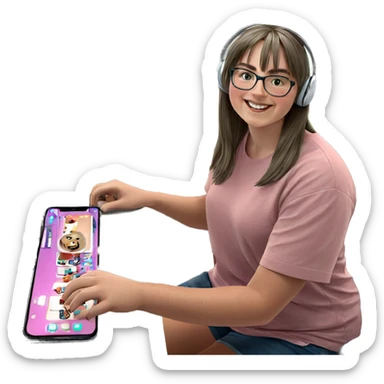 smiling girl with headphones sticker