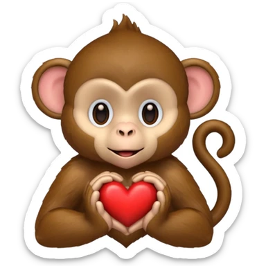 monkey with heart sticker