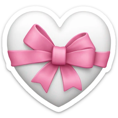 white heart with pink bow sticker