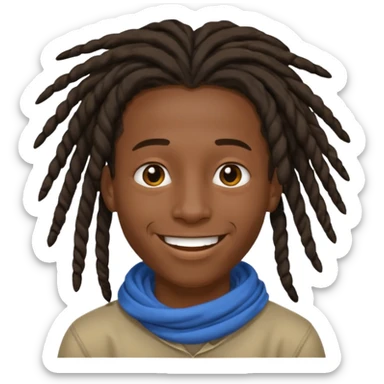 make me a black darkskin doctor with mid head lenght dreads, he is a teen, no face hair, make him happy, make his dreads drape in his face sticker