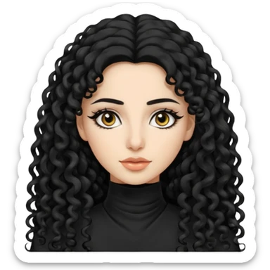 Pale Saudi pretty baddie, black eyeliner, curly long hair sticker