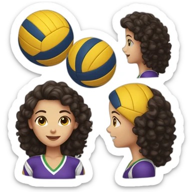 white girl whith dark curly hair playing volleyball sticker