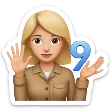 6️⃣7️⃣🤷🏽‍♀️make her hold the 6 in her left hand and put the 7 in her right hang sticker