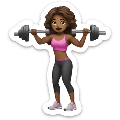 girl working out brown hair lifting weights sticker