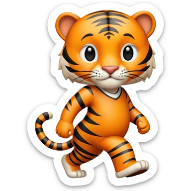 anthropomorphised tiger in leisure wear walking upright sticker