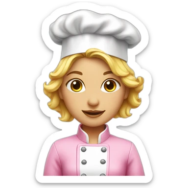 Girl chef wearing pink sticker