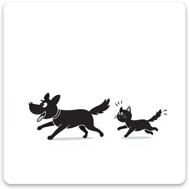 dog chasing cat sticker