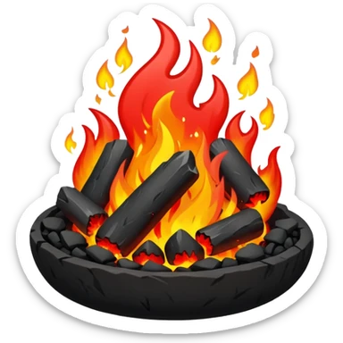 Red and black with fire with coal, hell view sticker