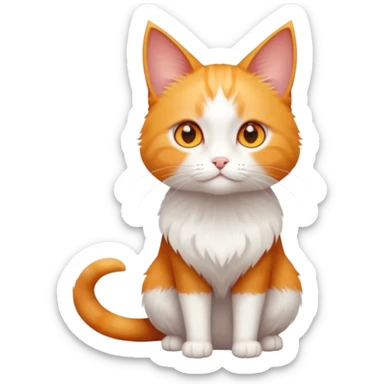 full body of tiny + skinny ginger and white cat with deep orange eyes and triangular shaped face sticker