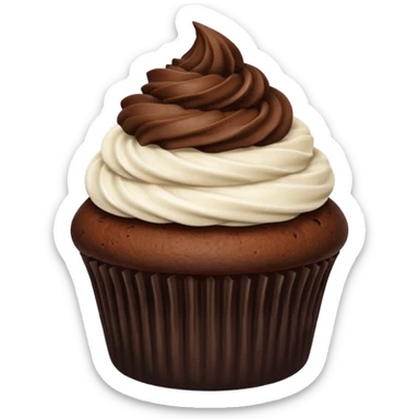 dark brown cupcake on white cream with no any deco sticker