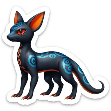 Colorful Dark Shiny Exotic Salandit-Umbreon-Quilava-Fakémon-hybrid-creature (full body)  sticker