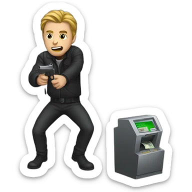 Man trying to rob a bank sticker