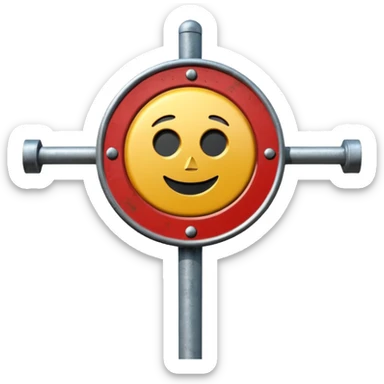 A 3D cartoon street sign showing a towing symbol, on a metal pole, clean background, Memoji-style rendering. sticker