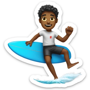 young man surfing sticker
