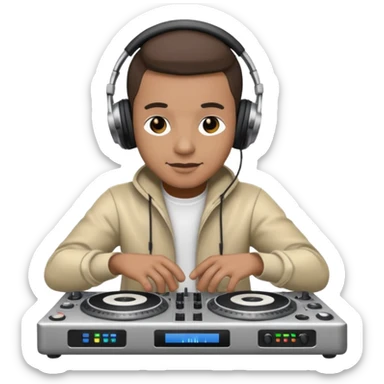 Dj playing music on his dj stand (ios emoji style) sticker