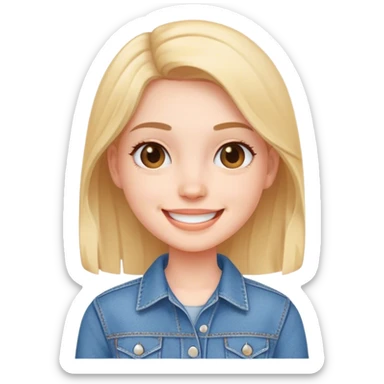 smiling girl in denim outfit sticker