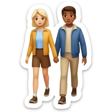 a Footpath on a park and two  people are walking the walking path should visible  sticker