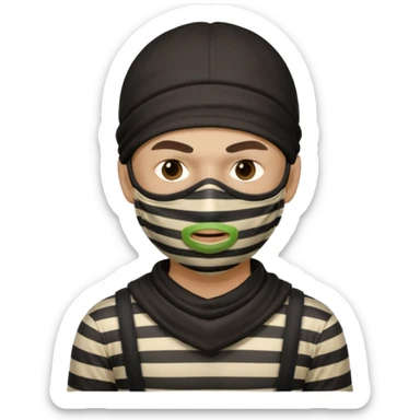 thief, with stripped shirt, facemask, thief mask. sticker