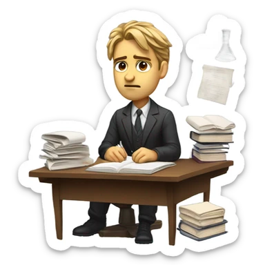 Sad law student sticker