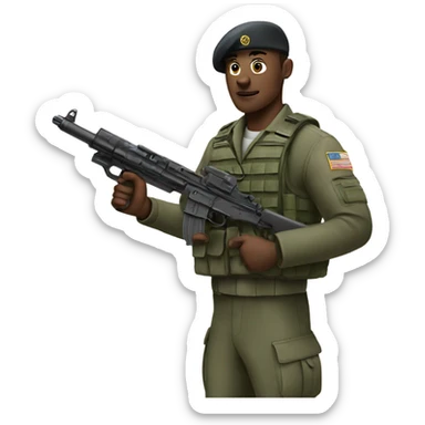 Military man holding gun sticker