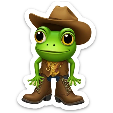 Frog wearing cowboy boots sticker
