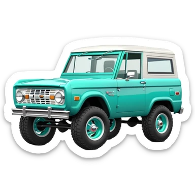 turquoise green classic ford bronco with slot alminum wheels sticker