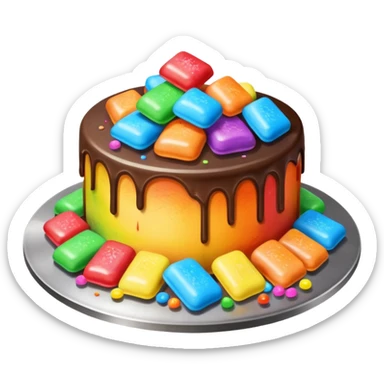 Blackstone grill with pile of mashed up rainbow candies and hibachi flippers sticker