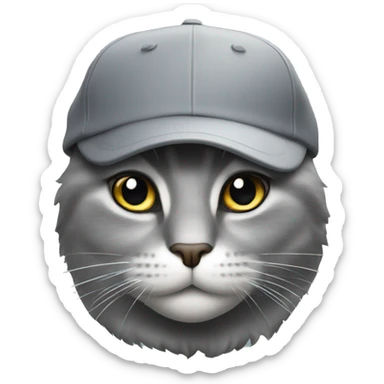 Grey Cat wearing cap sticker