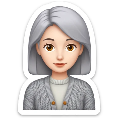 gray woman knit cardigan sticker