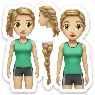 Girl light brown hair green eyes gym sticker