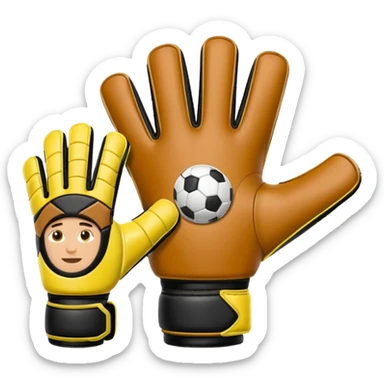 Football goalkeeper gloves with man goalkeeper and small emoji sticker