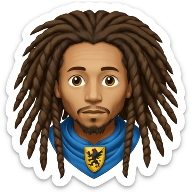 Bob Marley with gigantic dread locks heraldic crest sticker