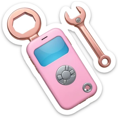 pink girly cellphone with a cute wrench sticker