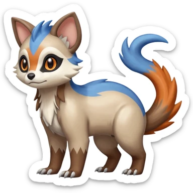 Shiny Brown Orange Blue White Beige Linoone-Absol-Trico-Furret-Hybrid (Full body) sticker
