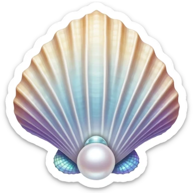 White Sparkle Seashell with pearl sticker