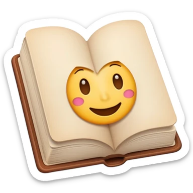 Cute cartoon-style emoji of an open book. Rounded shapes, soft shadows, glossy colorful texture, Telegram emoji style. sticker