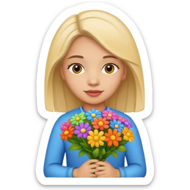Niña con un ramo de flores sticker
