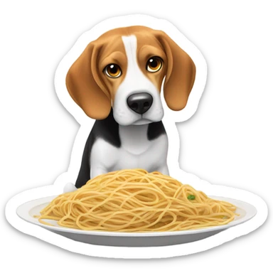 Beagle with spaghetti  sticker