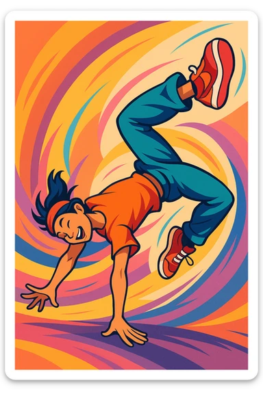 illustration of a person performing acrobatic moves, style 3 sticker