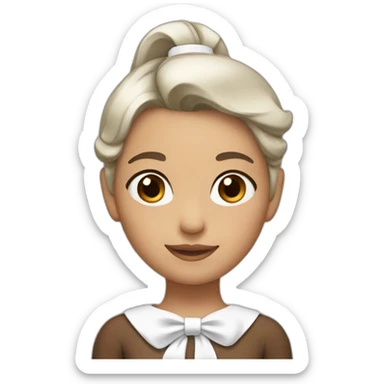 Girl with brown ponytail and white hairbow sticker