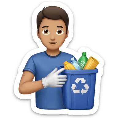 side view , all body , man taking out the trash sticker