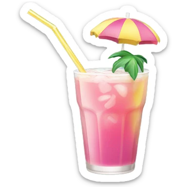 Super cute tropical drink with bendy straw sticker
