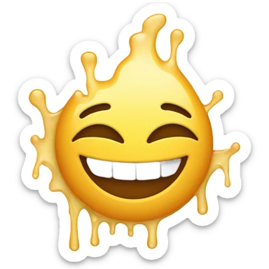 Smiling emoji with white honey coming out of its mouth sticker