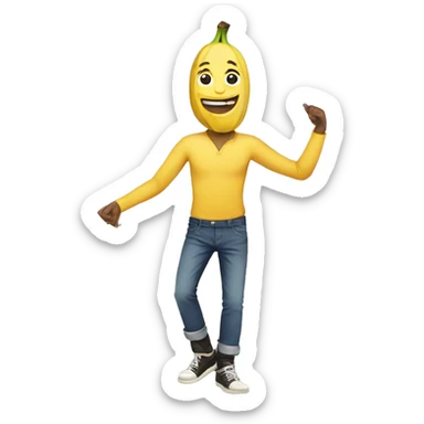 Man with banana attached above legs sticker