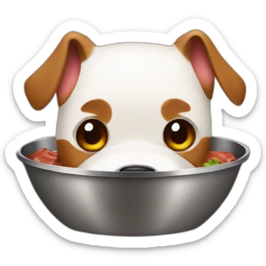 Dog bowl with steak sticker
