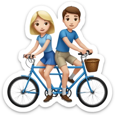 Girl and guy riding a bicycle sticker