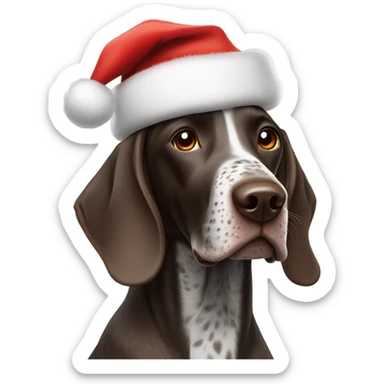 german shorthaired pointer wearing santa hat sticker