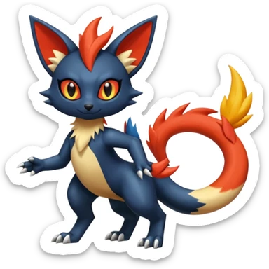 Torracat-Amaura-Salandit-Fennekin-Fakémon-Digimon-fusion (full body) sticker