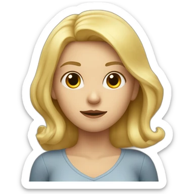 Fille blonde avec un carré qui tient un diablotin sticker